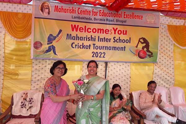 MCEE Bhopal is organizing Maharishi Mahesh Yogi Inter School Cricket Tournament from 16th November to 28th November 2022 Opening Ceremony of Maharishi Mahesh Yogi interschool cricket tournament was held on 16.11.2022 at 9:45 am.